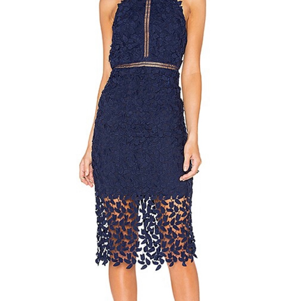 Bardot Gemma Navy Blue Lace Dress - Size 6